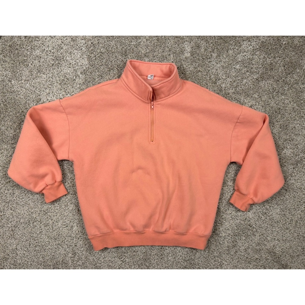 Anrabess Womens Quarter Zip Sweatshirt Coral Pink Fleece Pullover M